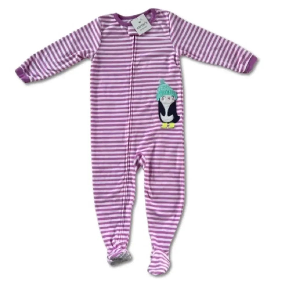 Carter's Pink Striped Penguin Footie Pajamas Blanket Sleeper Size 3T